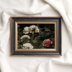 Gothic vintage rose print dark floral wall art with moody botanical and antique-inspired tones.