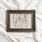 Minimal Horses Wall Art Printable | Charcoal Grazing Horse Sketch Print