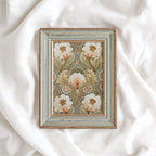 Vintage Botanical Floral Tapestry Wall Art Printable – Green Cottagecore Print (Digital Download)