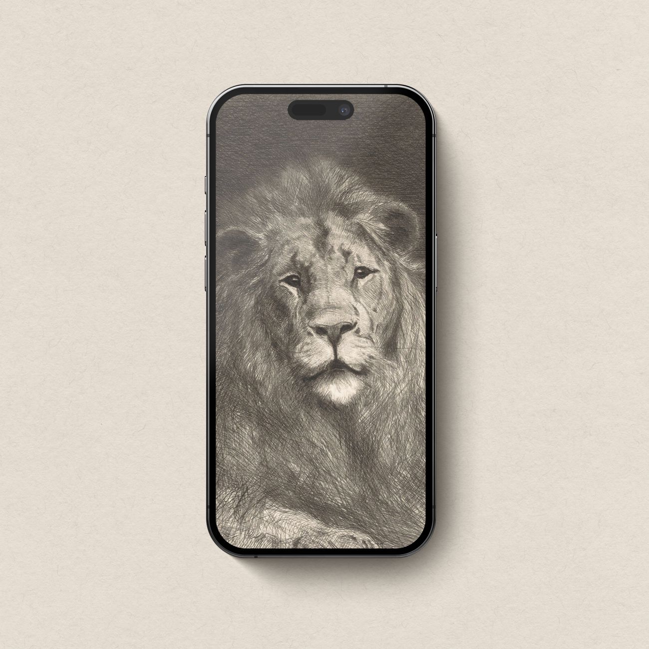 Majestic Lion Wallpaper Set | iPhone & iPad Minimal Pencil Sketch Portrait