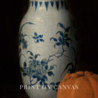 Moody Pumpkin Still Life Wall Art Printable – Vintage Delft Vase Autumn Print (Dark Academia)