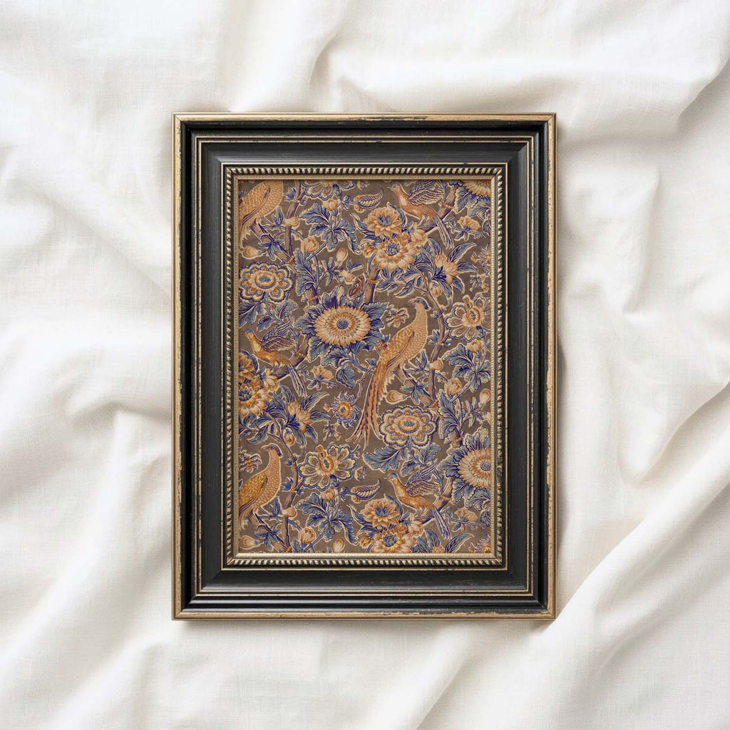 Rust and Navy Botanical Bird Printable Wall Art (Digital Download)