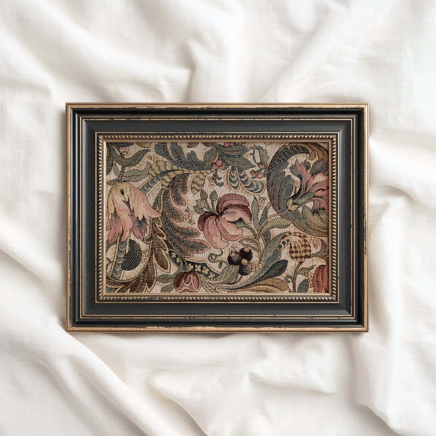 Vintage Tiger Lily Botanical Wall Art Printable – Antique Floral Tapestry Print (Digital Download)