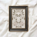 Victorian Floral Wall Art Printable – Antique Botanical Tapestry Print (Neutral Beige)