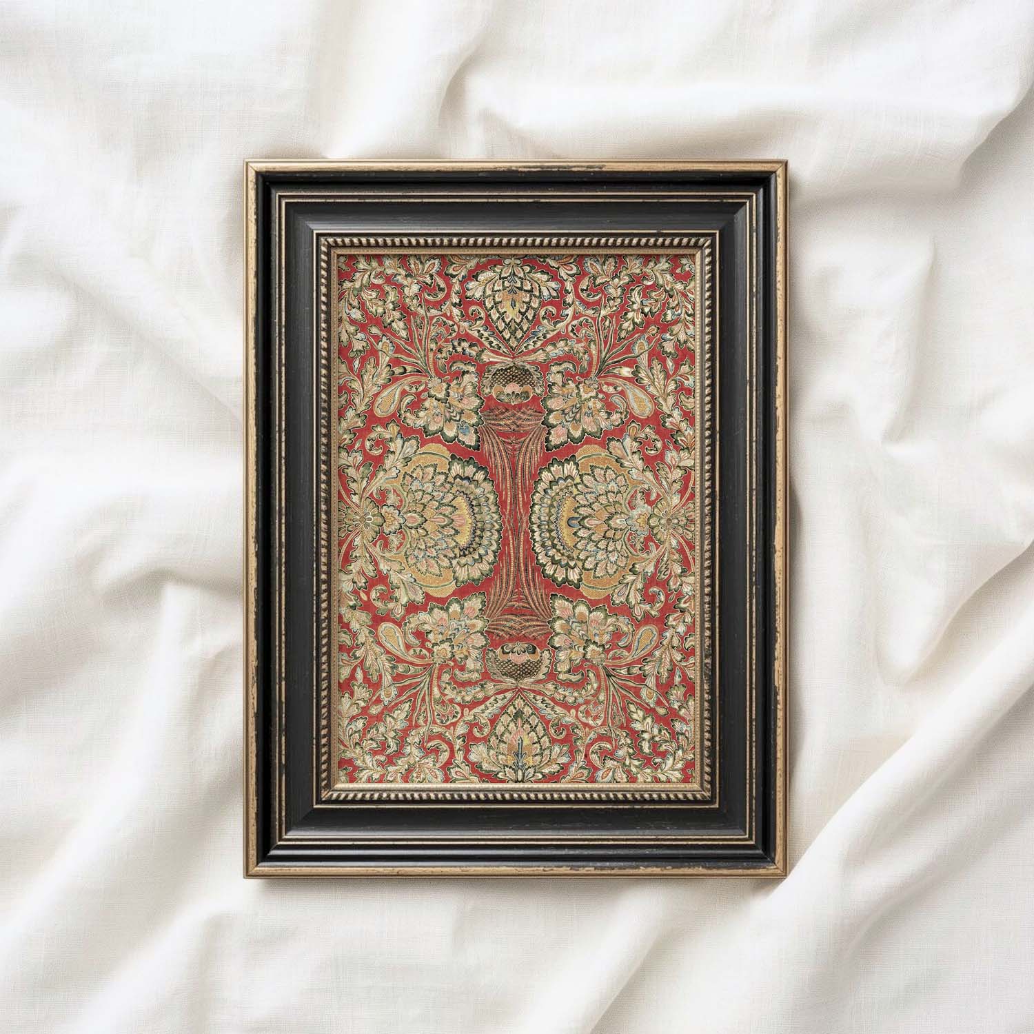 Crimson and Gold French Floral Printable Wall Art (Digital Download)