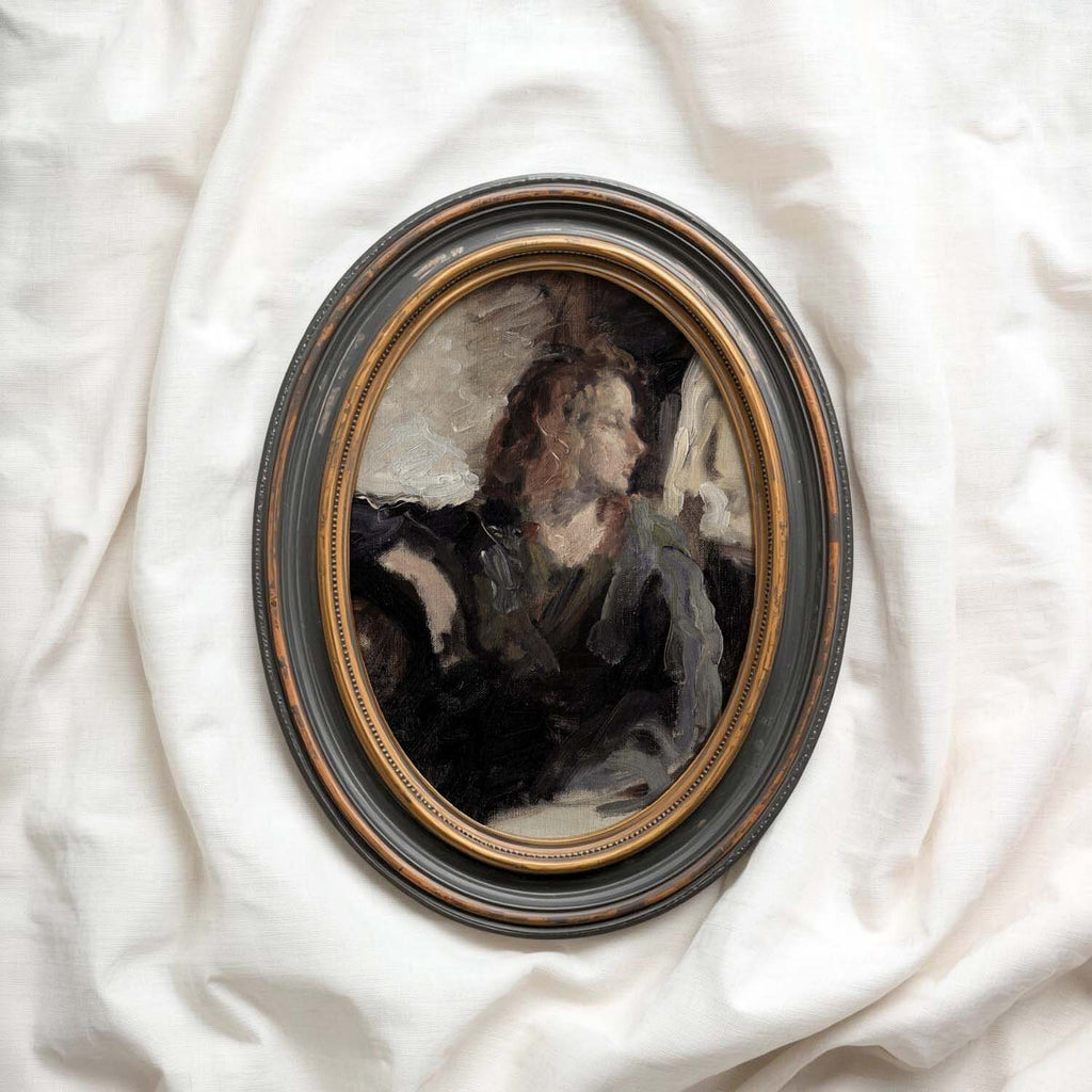 Heritage portrait art print for modern rustic decor with timeless vintage character and elegant styling.