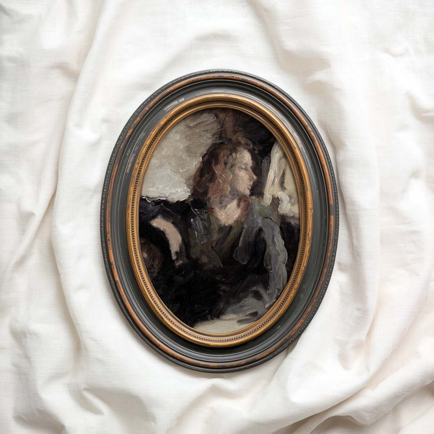 Heritage portrait art print for modern rustic decor with timeless vintage character and elegant styling.
