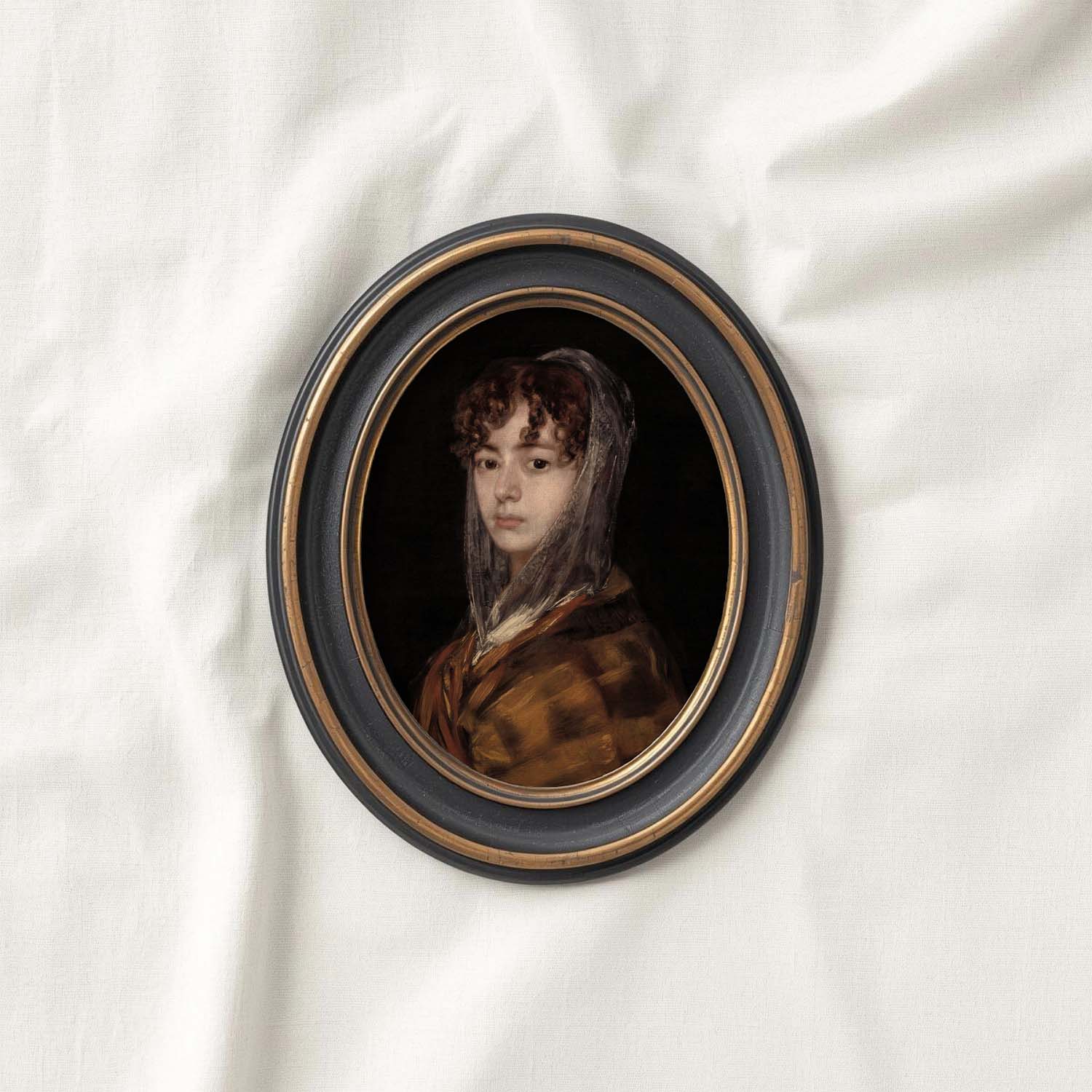 Vintage Maiden Portrait Wall Art Printable (Classical Woman) — Dark Academia Neutral