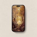 Instant wallpaper download concept for Vintage Autumn Forest Pond matching device wallpaper bundle.