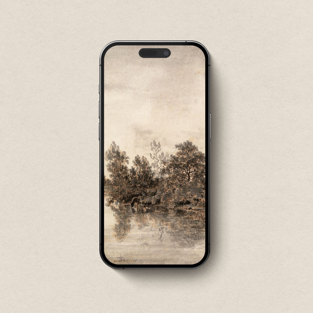 Sepia Autumn Landscape Wallpaper Bundle – Vintage Neutral Tree Aesthetic for iPhone iPad Desktop
