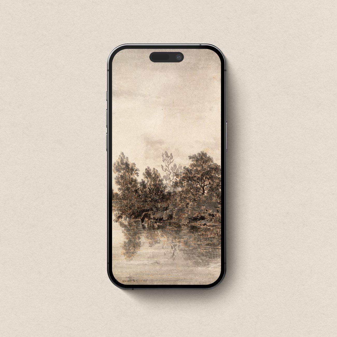 Sepia Autumn Landscape Wallpaper Bundle – Vintage Neutral Tree Aesthetic for iPhone iPad Desktop