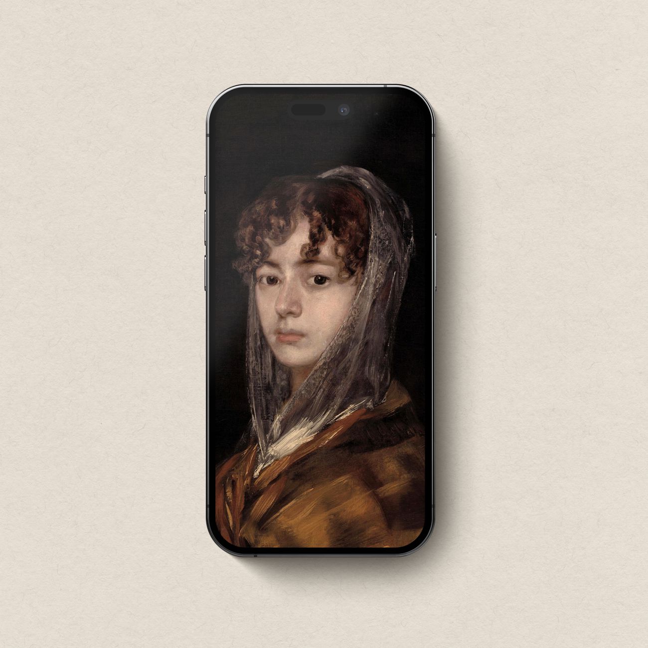 Vintage Maiden Portrait iPhone & iPad Wallpaper Set (Neutral Dark Academia)