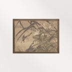 Antique Bird and Tiger Lily Botanical Wall Art Printable – Vintage Japanese Floral Illustration Print