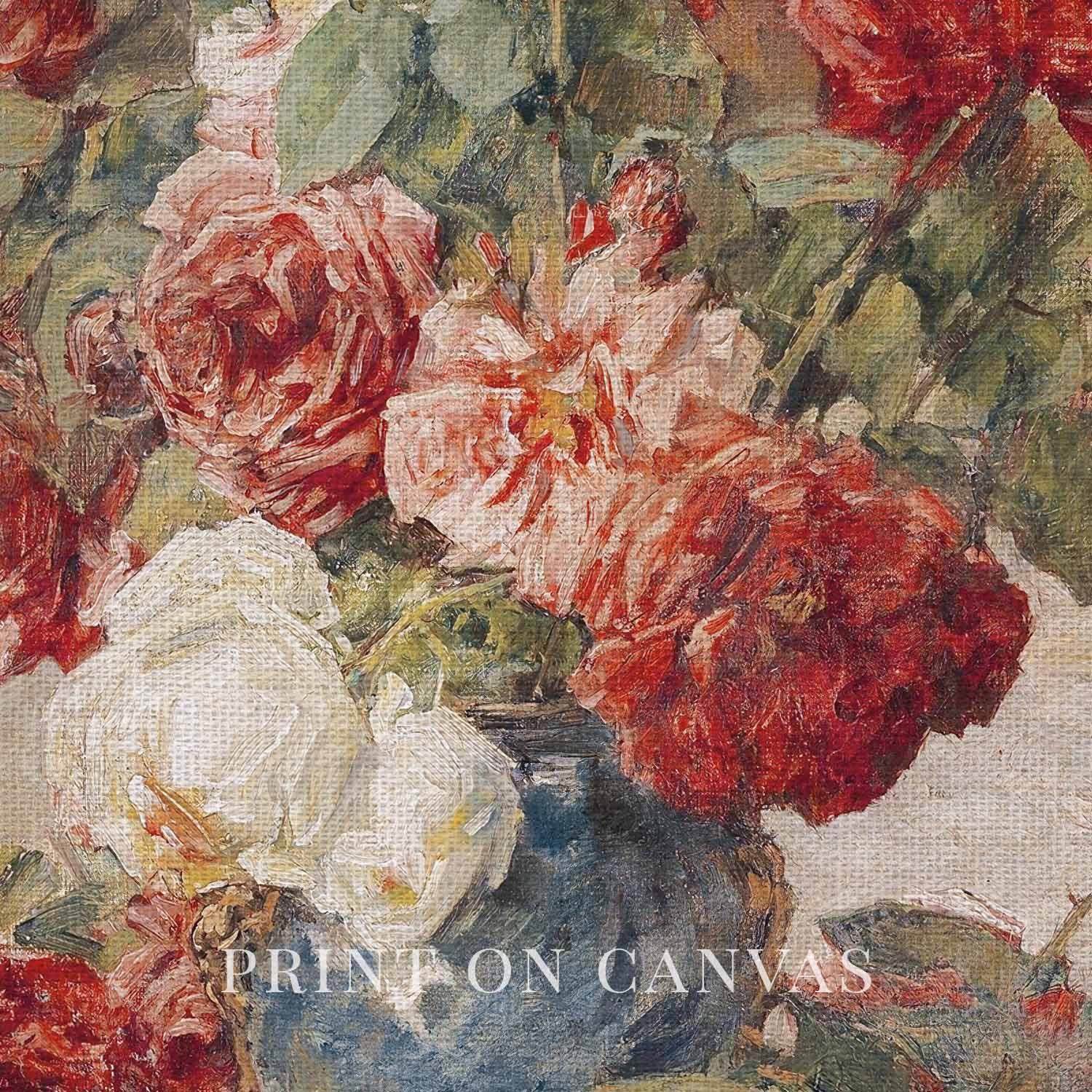 French Floral Still Life Wall Art Printable (Digital Download) — Muted Roses in Château Vase