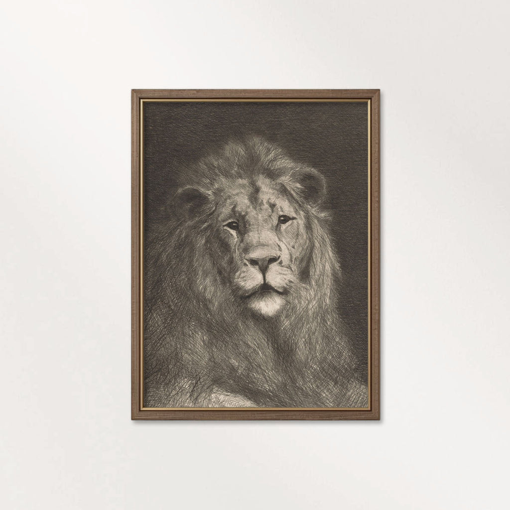 Majestic Lion Wall Art Printable | Vintage Pencil Sketch Portrait
