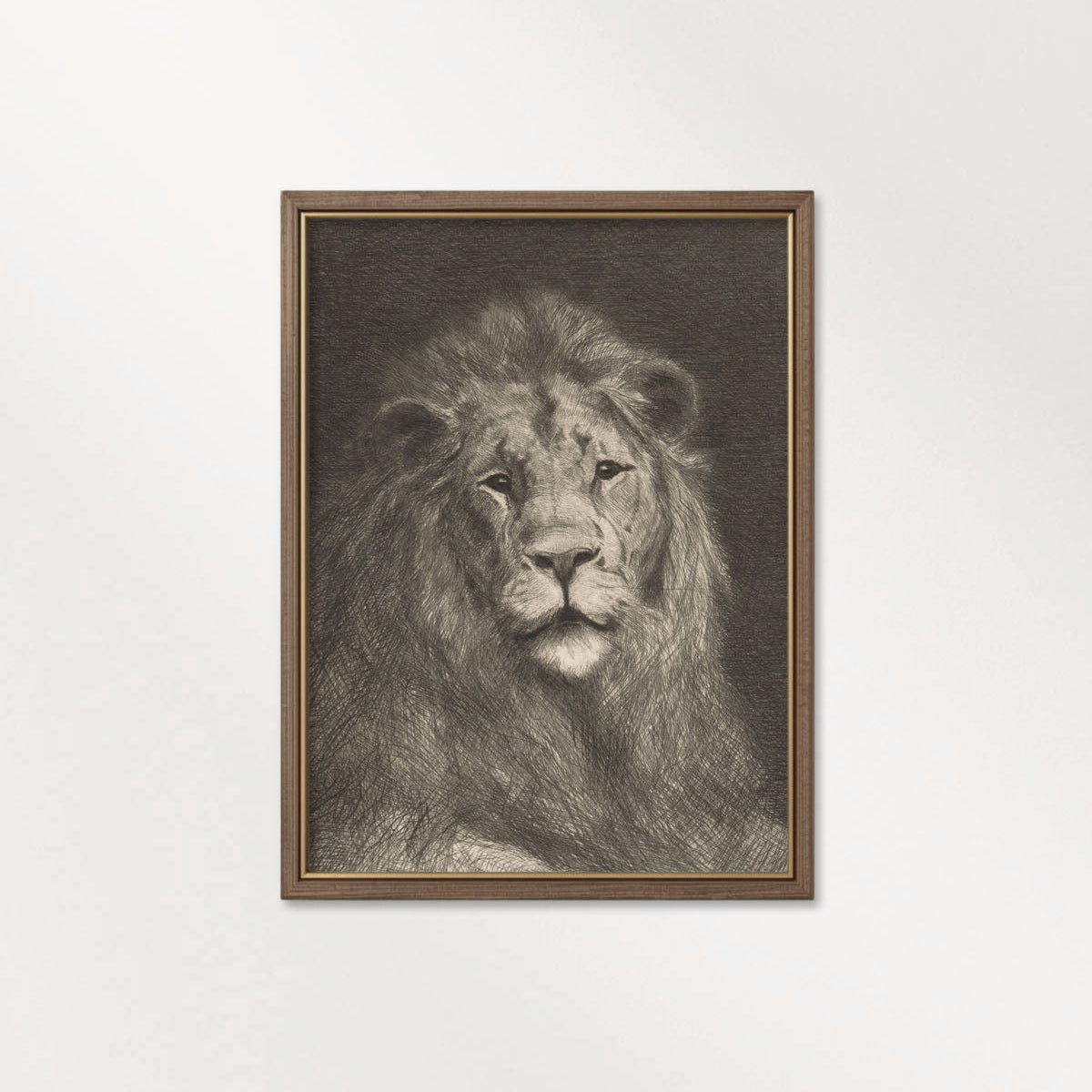 Majestic Lion Wall Art Printable | Vintage Pencil Sketch Portrait