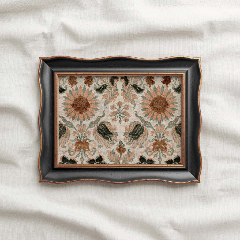 Antique Mediterranean Floral Tapestry Wall Art Printable – Spanish Textile Print (Digital Download)