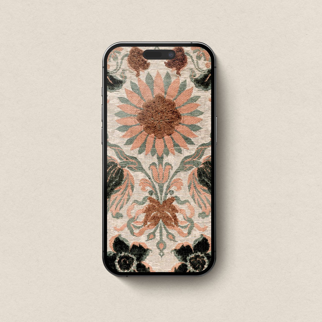 Mediterranean Floral Tapestry iPhone & iPad Wallpaper Set – Antique Spanish Textile Aesthetic (Digital Download)