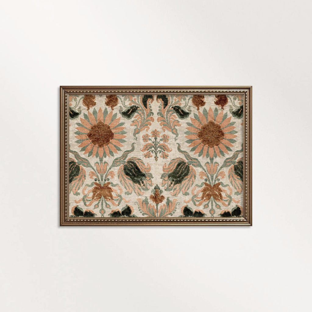 Antique Mediterranean Floral Tapestry Wall Art Printable – Spanish Textile Print (Digital Download)