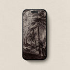 Vintage Pine Forest Sketch iPhone & iPad Wallpaper Set (Dark Academia)