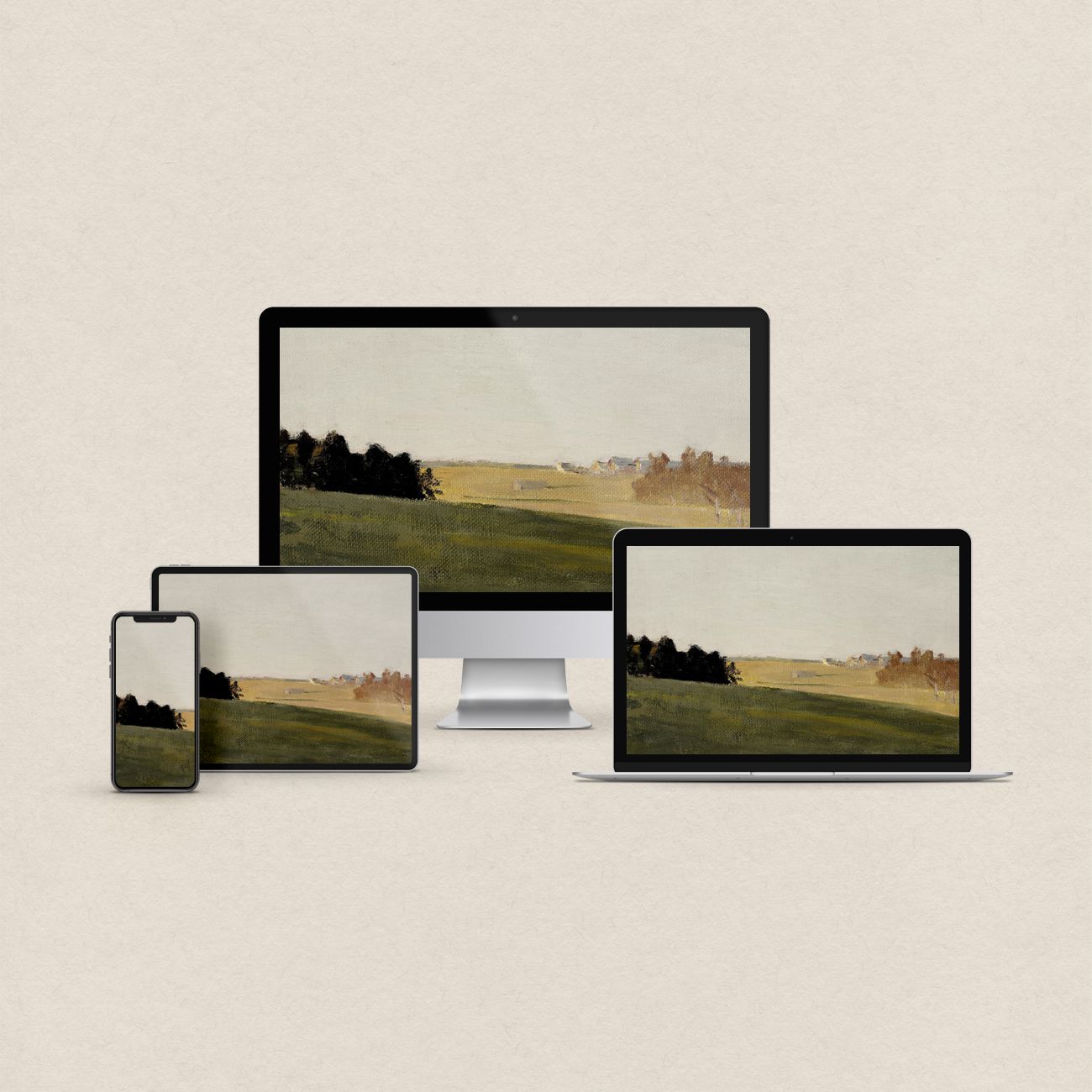 Minimal Earth Tone Countryside Matching Device Wallpaper Bundle (Digital Download)