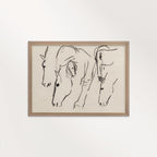 Minimal Horses Wall Art Printable | Charcoal Grazing Horse Sketch Print
