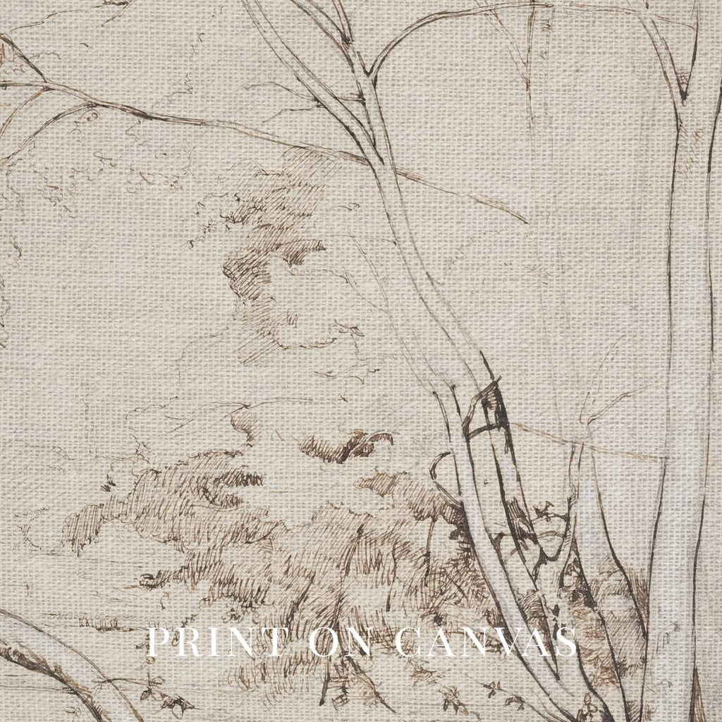 Minimal Landscape Wall Art Printable | Vintage Neutral Pencil Sketch