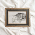 Sleeping Lion Wall Art Printable | Neutral Pencil Sketch Wildlife Print