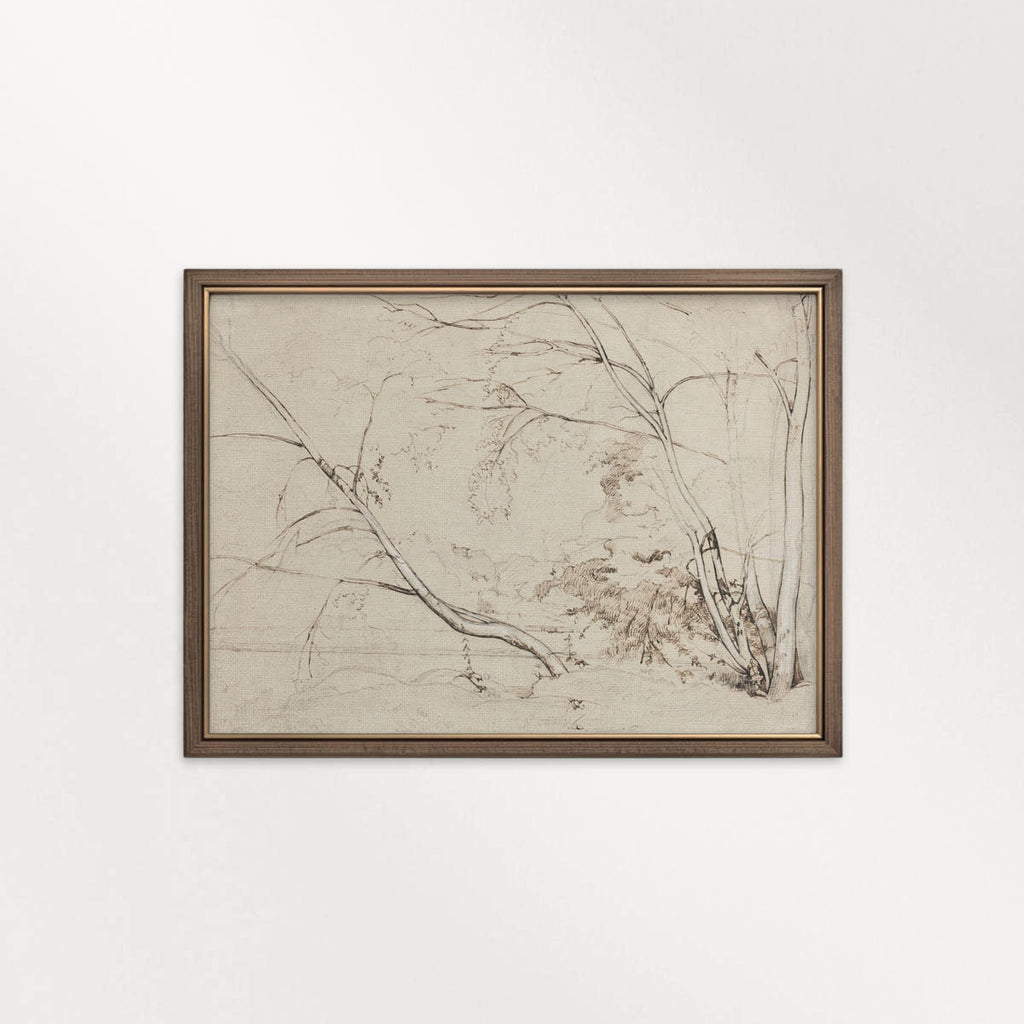 Minimal Landscape Wall Art Printable | Vintage Neutral Pencil Sketch