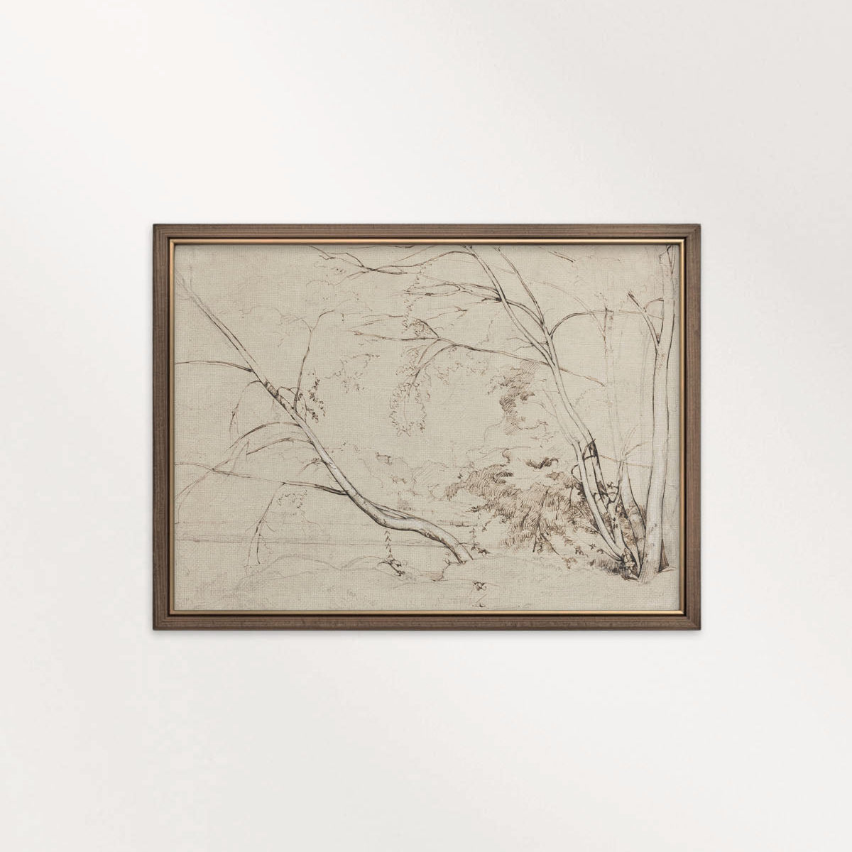 Minimal Landscape Wall Art Printable | Vintage Neutral Pencil Sketch