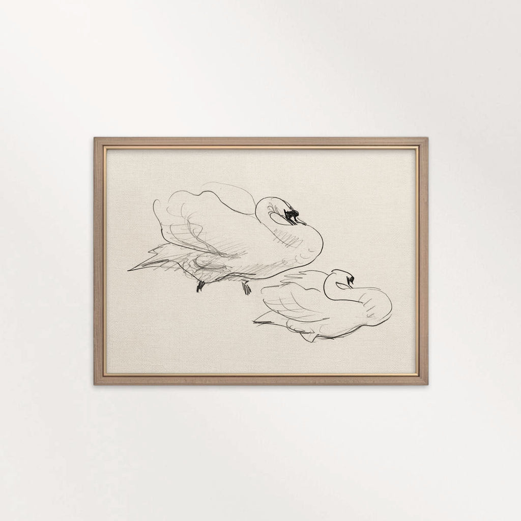 Vintage Swan Wall Art Printable | Neutral Romantic Pencil Sketch Bird Drawing
