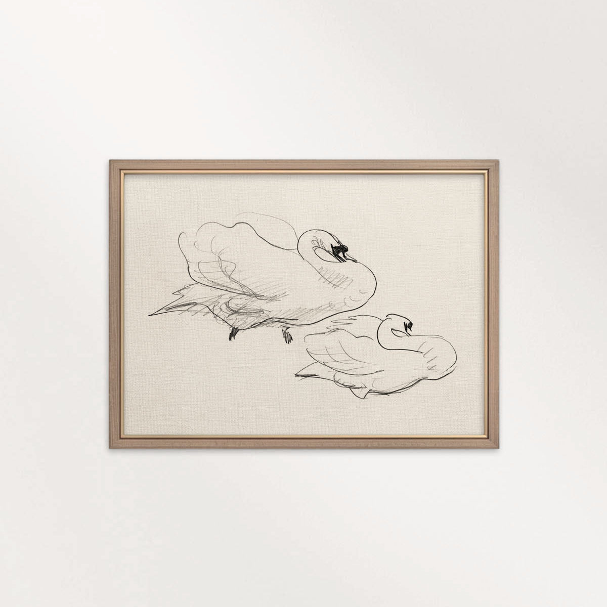 Vintage Swan Wall Art Printable | Neutral Romantic Pencil Sketch Bird Drawing
