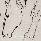 Minimal Horses Wall Art Printable | Charcoal Grazing Horse Sketch Print