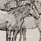 Spotted Horses in Paddock Ink Drawing Wall Art Printable – Vintage Equestrian Sketch Print