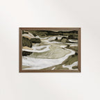 Tonal Green Mountain River Abstract Landscape Printable Wall Art