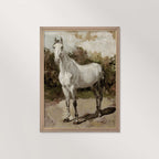 Boho White Horse Wall Art Print (Neutral Equestrian Farmhouse Style Decor) (Digital Download)