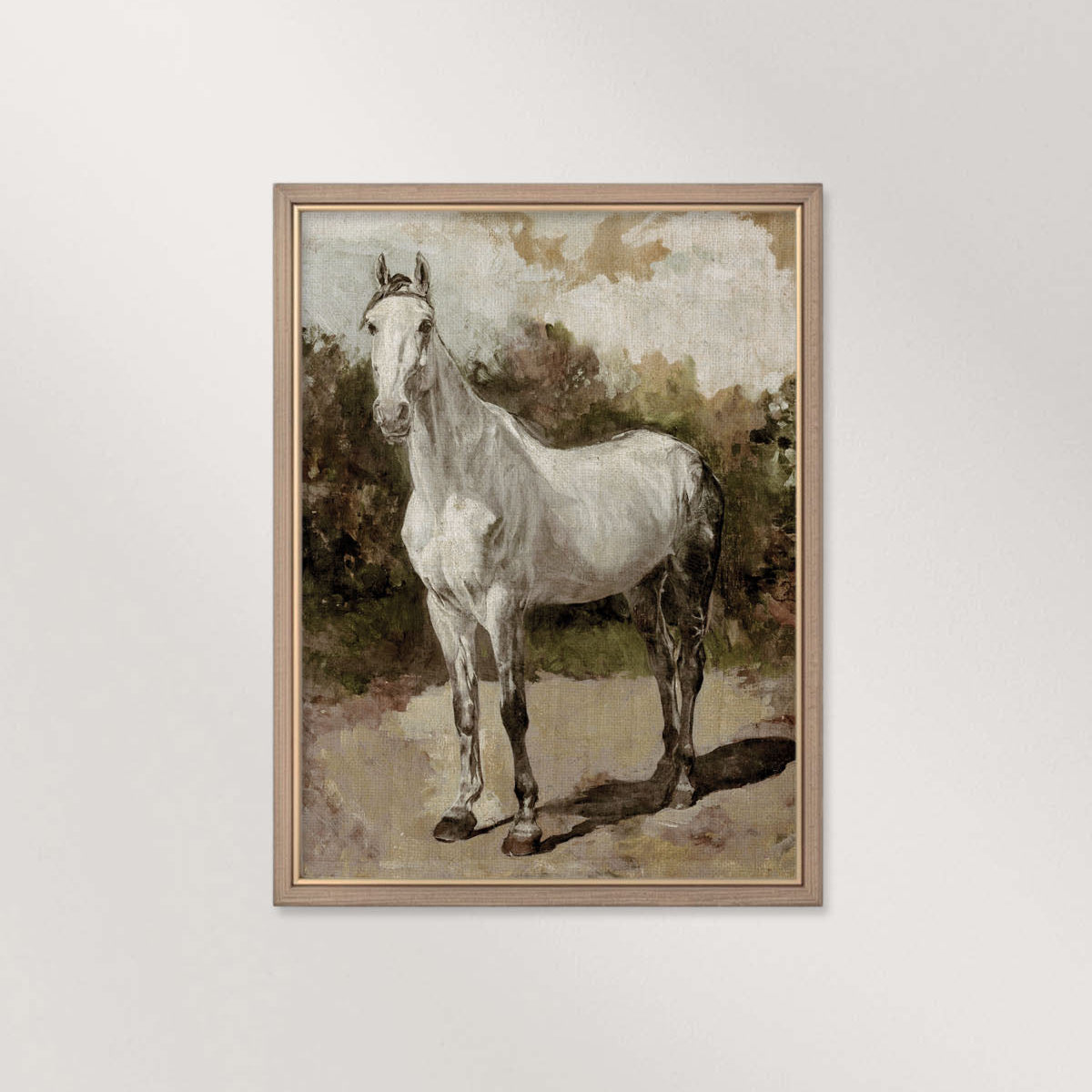Boho White Horse Wall Art Print (Neutral Equestrian Farmhouse Style Decor) (Digital Download)