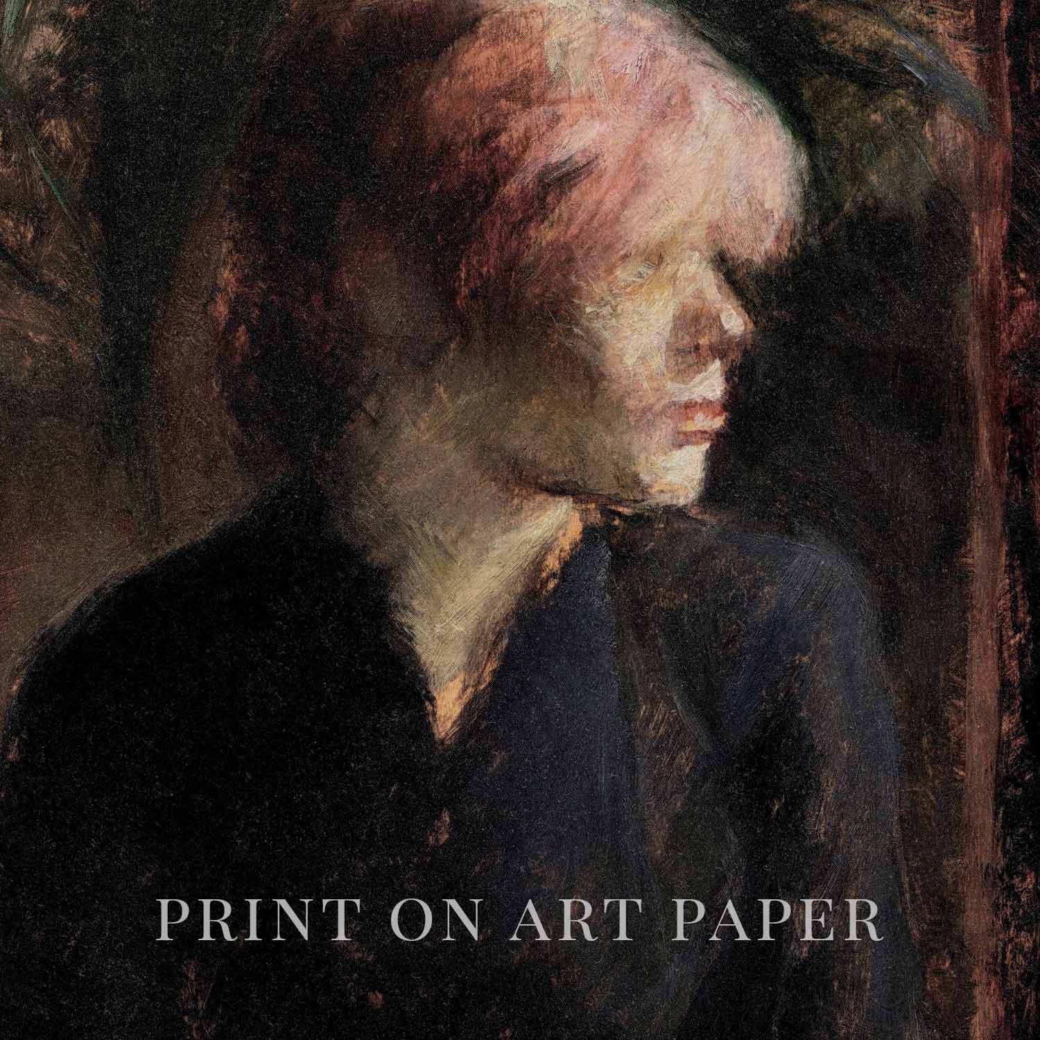 Vintage Woman Portrait Wall Art Printable – Moody Pink Hair Aesthetic Print