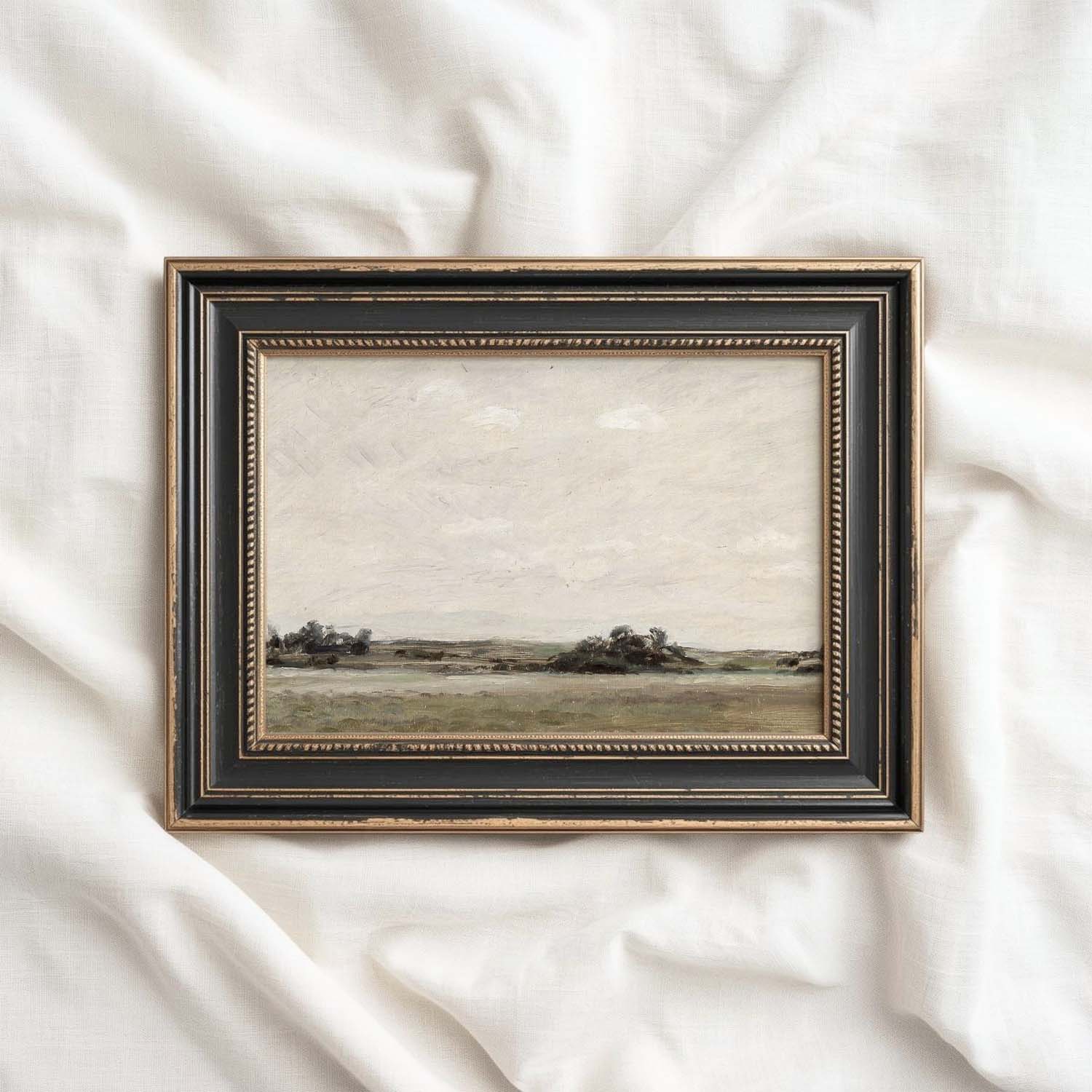 Minimal Earthy Sage Landscape Printable Wall Art | Muted Green Nature Print