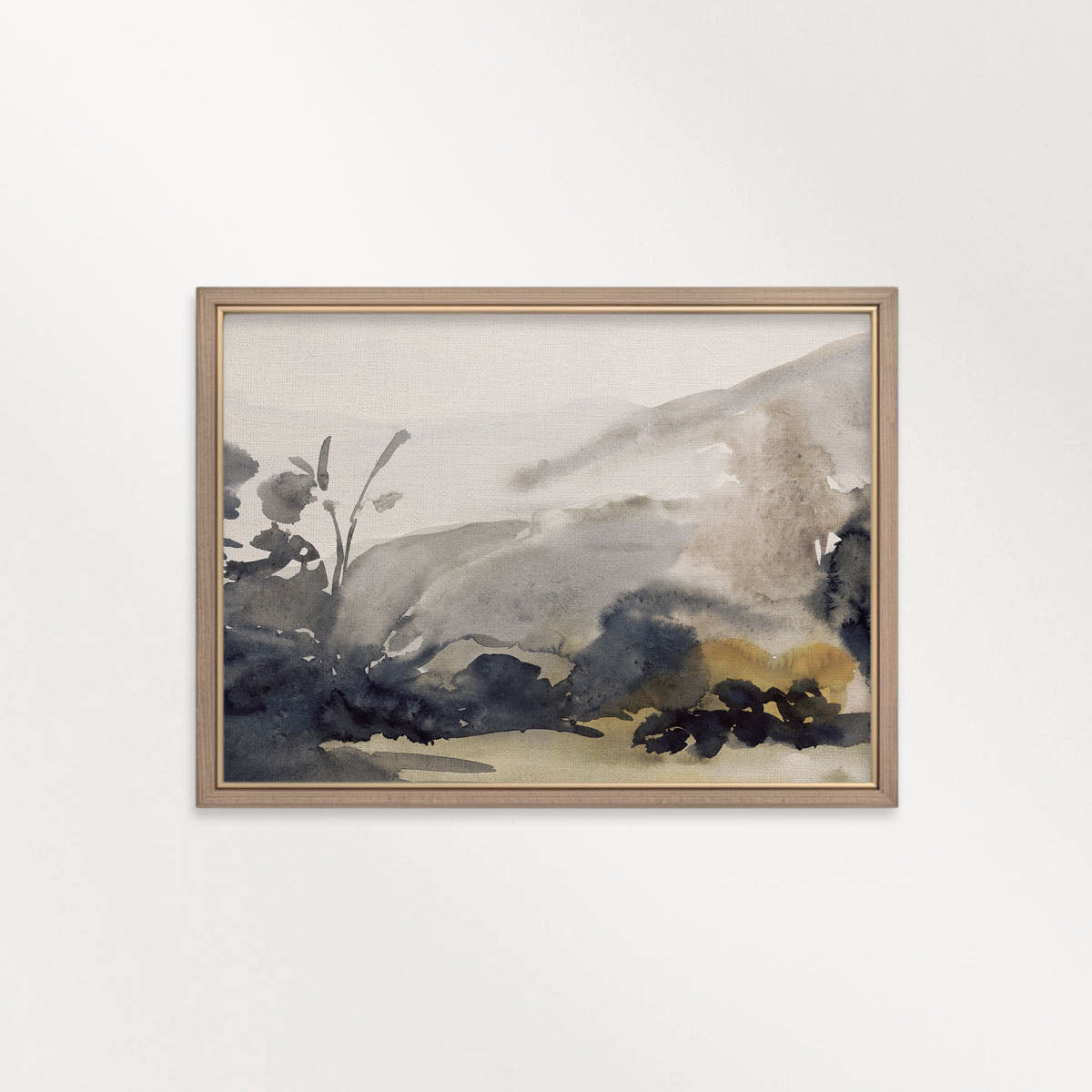 Muted Navy Abstract Printable Wall Art – Vintage Gray Watercolor Landscape Digital Download