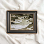 Tonal Green Mountain River Abstract Landscape Printable Wall Art
