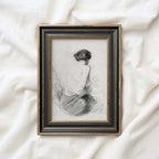 Vintage Woman Back Facing Pencil Sketch Wall Art Printable – Neutral Minimal Portrait Print