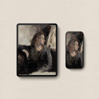 Modern Rustic Farmhouse Portrait vintage wallpaper bundle for matching iPhone and iPad screens in dark academia style.