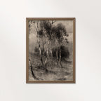Charcoal Birch Tree Wall Art Printable | Minimal Black Forest Sketch Print