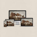 Moody Autumn Trees heritage fall wallpaper bundle shown across iPhone, iPad, MacBook, and desktop screens.