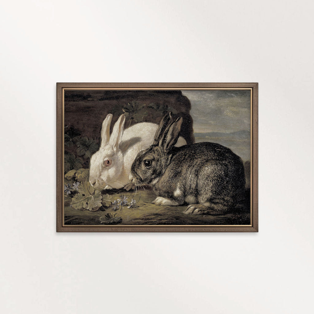 Baroque Rabbit Wall Art Print (Antique Dark Romantic Woodland Landscape)