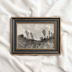 Moody Monochrome Landscape Wall Art Printable – Vintage Neutral Nature Sketch Print