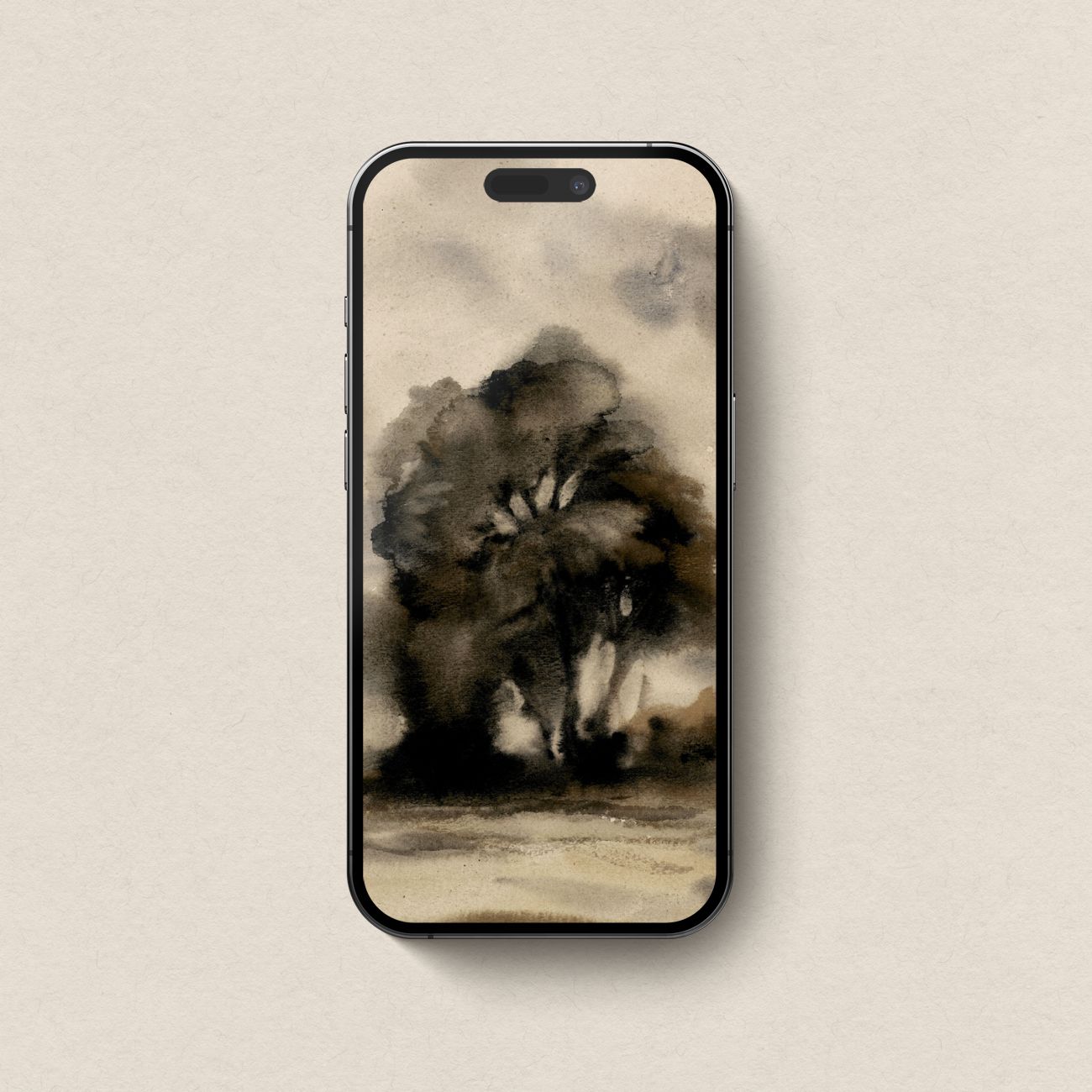 Moody Black Watercolor Tree Wallpaper Bundle | iPhone, iPad & Desktop Wallpapers (Digital Download)