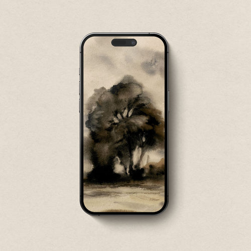 Black Tree Desktop Wallpaper – Moody Watercolor Matching Set