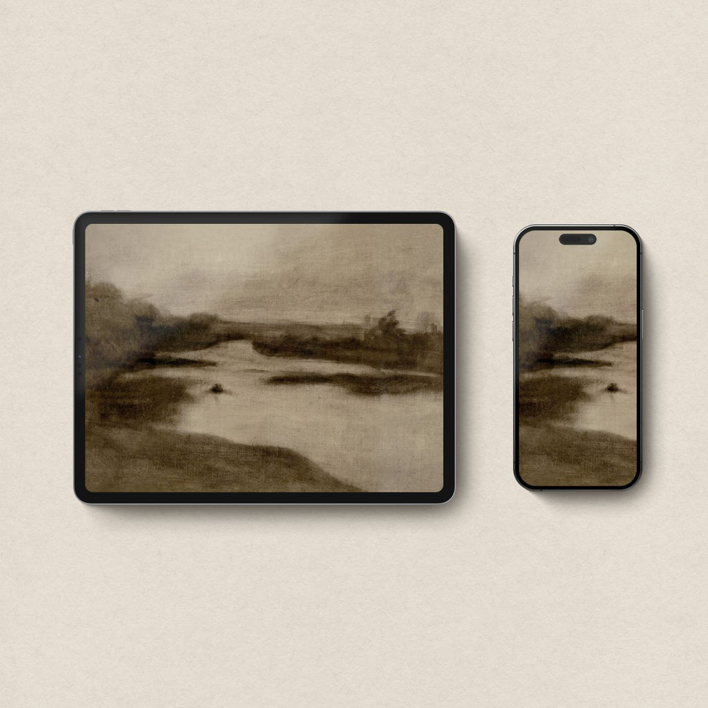 Neutral Minimal Landscape Wallpaper Bundle – Moody Brown Matching Device Set
